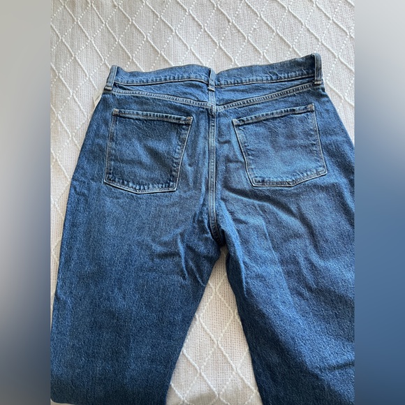 High Waisted Button Fly Slouchy Straight Ripped Jeans Size 12 Regular Length - Picture 5 of 8